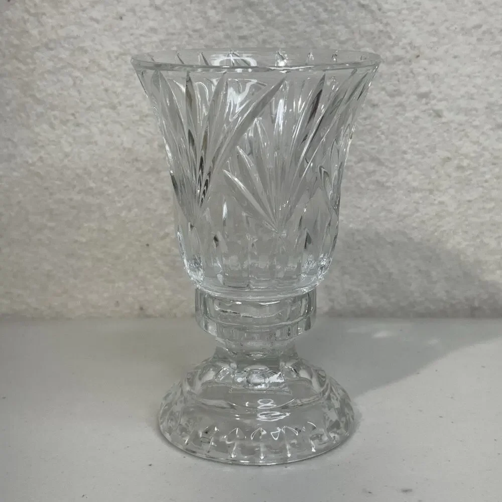 VTG Fifth Avenue Full Lead Crystal LTD Silhouette Hurricane Candle Holder Fan